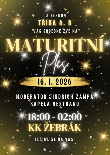 Plakátek – Maturitní ples 16.1.2026